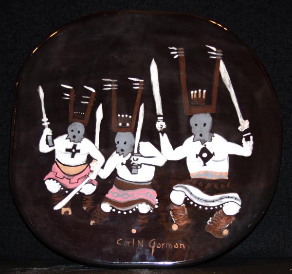 Carl_Gorman,_Gaha_Dancers,_16.5x_13,_Ceramic_plate,_one_of_a_kind