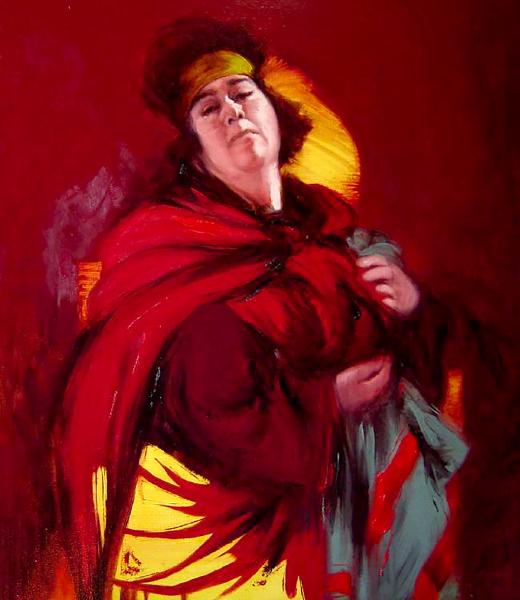 Jose-Luis-Canencia,Woman-with-Cloak,-27x23,-oil-on-canvas