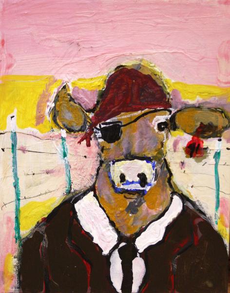 Captain_Ron,_acrylic_on_canvas,_14_x_11-Cow