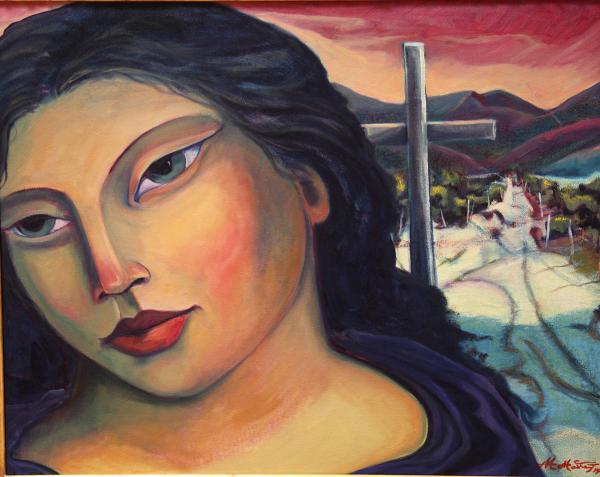 Miguel-Martinez,-OKeefe-in-Taos,-oil-on-canvas-framed