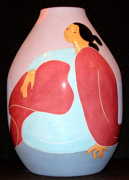 RC-Gorman,-Ceramic-Vase,-Side-one