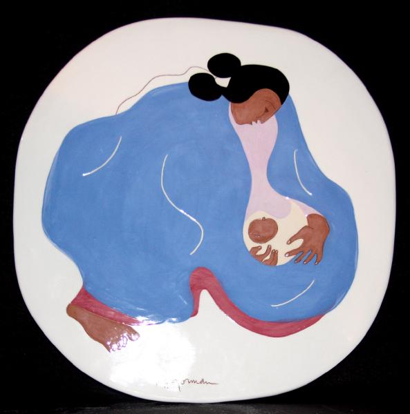RC_Gorman,_Navajo_Woman_and_Child,_16x16,_ceramics_plate,_Artists_proof