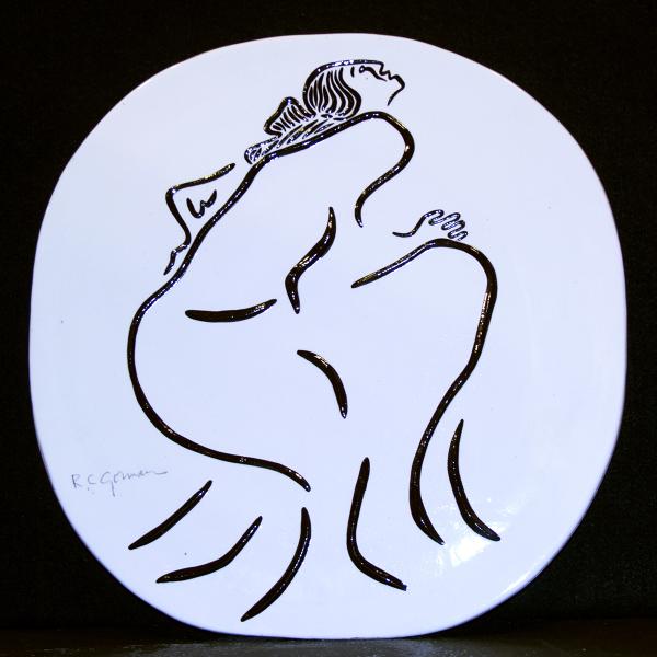 RC_Gorman,_Untitled,_Ceramic_white_Oval_Plate,_one_of_a_kind